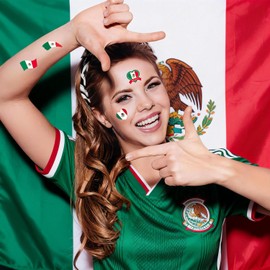 Tatuajes de la bandera mexicana (paquete de 100), tatuajes temporales para el rostro con la bandera de México, para el Día de la Independencia, para deportes, resistentes al agua, para hombres,
