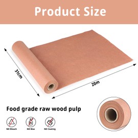 SWAWIS Butcher Paper Pink, 31 cm x 20 m Food Grade Butcher Paper, Kraft Paper for BBQ Smoker, Fish Meat, Kraft Paper for BBQ Restaurants, Outdoor Grills, Home Use