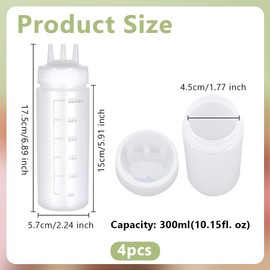 OLYCRAFT 4Pcs 3 Hole Squeeze Condiment Bottles 10oz/300ml Plastic Squeeze Bottles Salad Dressing Container Sauces Squeeze Bottles for Sauce Oil Vinegar Ketchup Mustard Salad Dressing Accessories