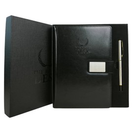 Terminplaner 2025, Tag pro Seite, A5, veganes Leder, Hardcover, inklusive Stift mit Flüssigtinte, gelbes Folio für lange Notizen, 21,5 x 15 cm