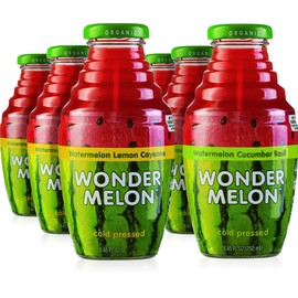 Wondermelon Organic Watermelon Juice, Cold Pressed, (Variety 6 Pack) 3 Watermelon with Basil Cucumber & 3 Watermelon with Lemon Cayenne