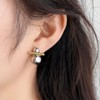 Two Tone Teardrop Stud Earrings for Women Gold Silver Front