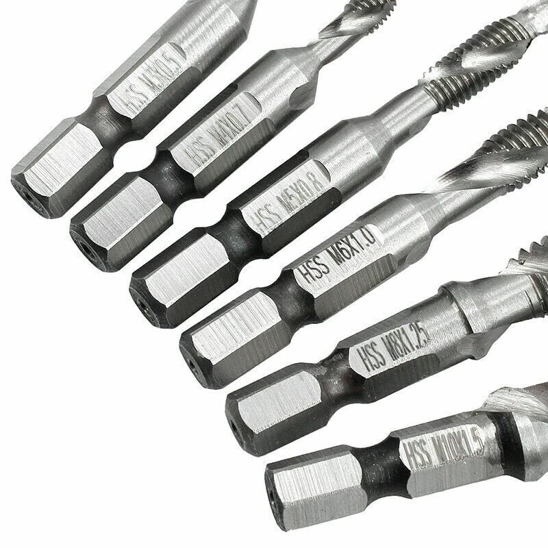 6X HSS Hex Shank Tap Drill Bits Metric Thread Screw