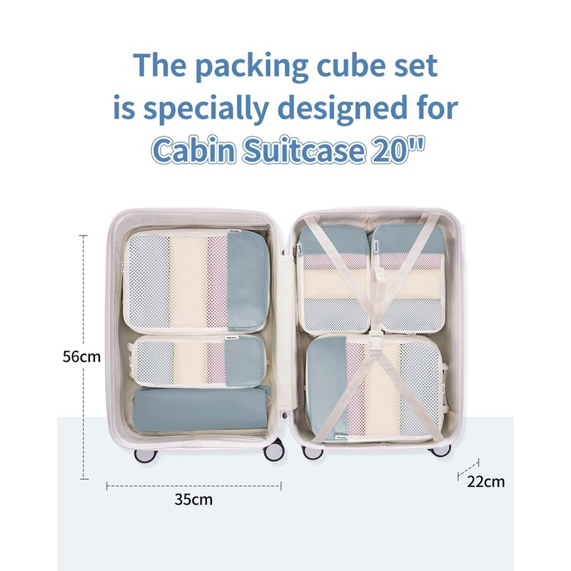 Narwey 6 Set Compression Packing Cubes for Backpack and Suitcases,