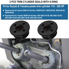 2 PCS Trim Cap Cylinder With Seals & O-ring Fit For Suzuki & Yamaha 4 Cyl 6 Cyl 2 & 4 Stroke 115-300 HP Replace For 48630-96J00 48630-96J01 48630-96J02 48630-96J03 64E-43821-01-00 64E-43821-02-00