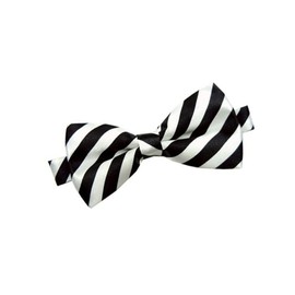 New Novelty Bow Tie Dickie Bow Satin Silkly Pre Tied for Wedding/Former Wear (T21 Black White Striped)