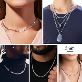 Suplight Mens Silver Chain Necklace Sterling 925 Solid Chains for Men 18in