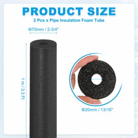 PATIKIL 2 Pcs Pipe Insulation Foam Tube, Pool Noodles Foam Tubing Covers 13/16" (20mm) ID x 3.3FT x 2-3/4" OD for Swimming Pool Handle Heat Preservation Protective Sleeve, Black