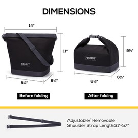 TOURIT Lunch Box for Women with Buckle Durable Wide-Open Foldable Tote Insulated Lunch Bag Women Work, Outdoor, Black