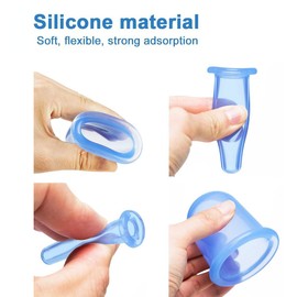 500-miles Cupping Therapy Sets 7Pcs Silicone Anti Cellulite Cup Vacuum Suction Massage Cups Facial Cupping Sets Body and Face Massager for Adults Home Use (Blue)