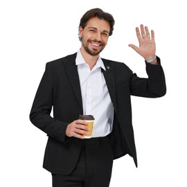 WEEN CHARM Men's Summer Seersucker Suit-2-Piece Blazer and Pants Set-Lightweight,Breathable,Casual,Cool and Comfortable Black