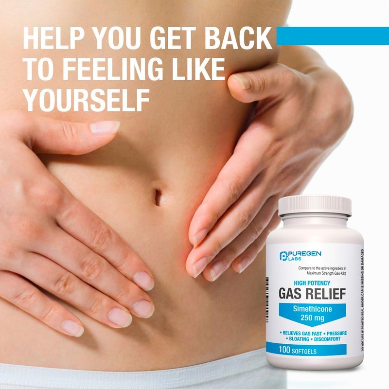 P Puregen Labs High Potency Gas Relief Softgels with Simethicone