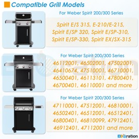 BBQration 69828 Caster Wheel Kit for Weber Spirit 200/300 Series (2013 and Later), 69827 Grill Wheels and 69828 Locking Caster w/Up Front Controls for Weber Spirit Grill Parts E-310 E-315 E-210