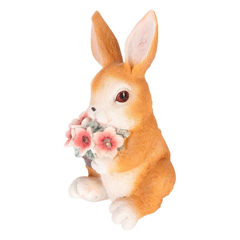 Solar Rabbit Statue Cute Handpainted Resin Bunny Statue Decor Rabbit