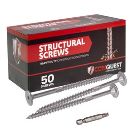 Conquest Structural Wood Screws - 0.275" x 4 1/2" ICC Certified Heavy-Duty Self Tapping Flat Head T30 Star Drive Screws (Pack of 50)