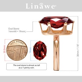 Linawe Ruby Rings for Women, Red Cubic Zirconia Imitation Diamond Rose Gold Adjustable Ring, Burgundy Crystal Gemstone Birthstone Rhinestone Dupes Jewellery, Chunky Cocktail Ring