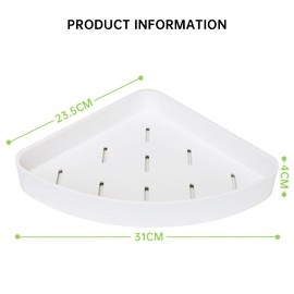 Toski Eckregal, Duschregal Ohne Bohren Ecke, Duschablage zum Hängen Weiß, 2 Stück Dusche Eckregal, Badezimmer Mit 4 Haken, Eck Regal für Küche/Bad zum Hängen