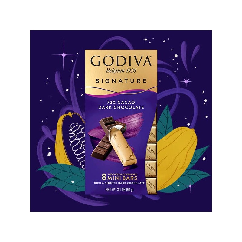 Godiva Signature 72% Cacao Dark Chocolate Mini Bars - 3.1oz