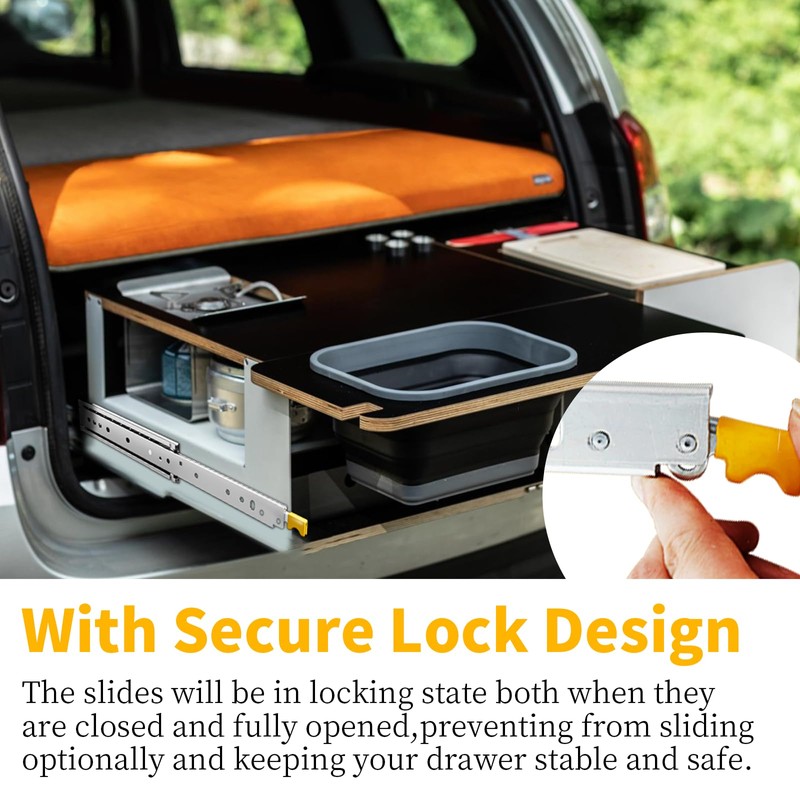 REGUDA Heavy Duty Drawer Slides Full Extension Locking Runners with