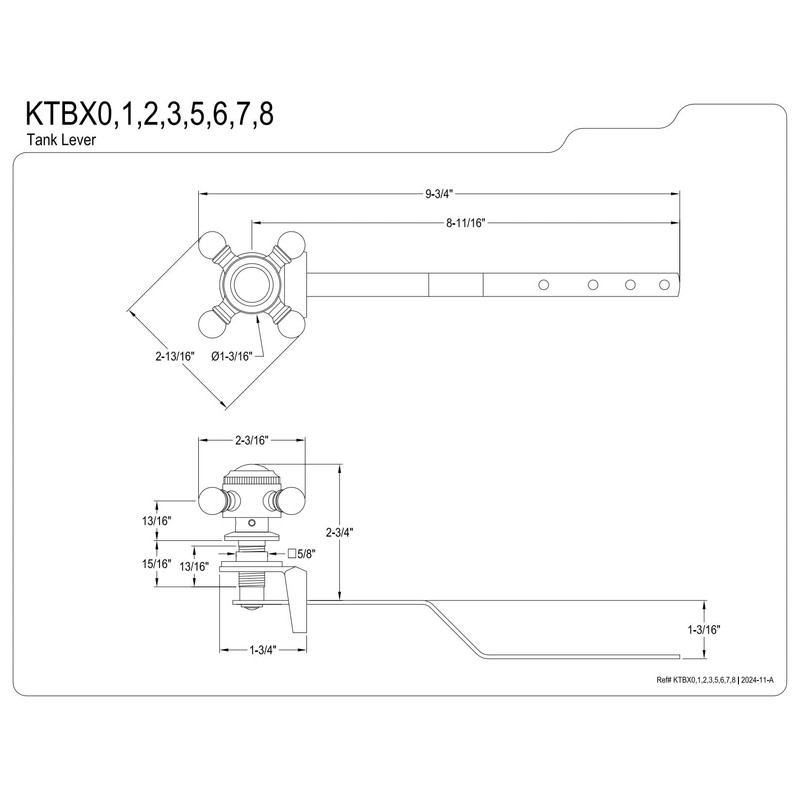 Kingston Brass KTBX1 Buckingham Toilet Tank Lever, 2-7/8-Inch Handle Length,