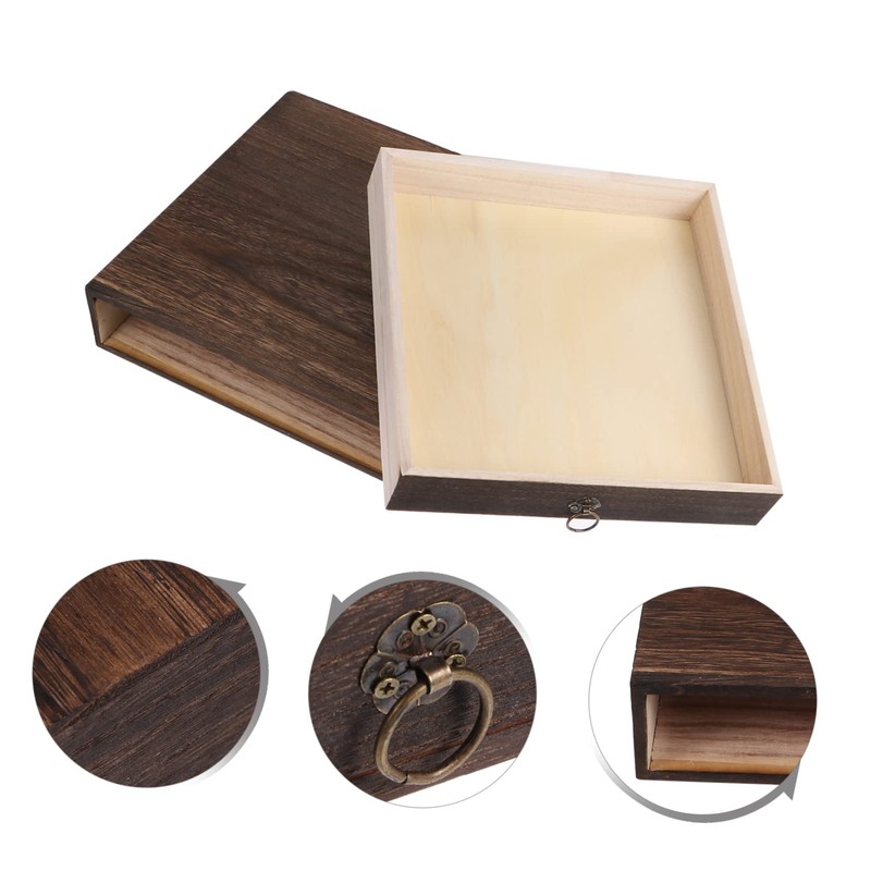 TEHAUX 1pc Retro Wooden Desktop Drawer Organizer Solid Wood Storage