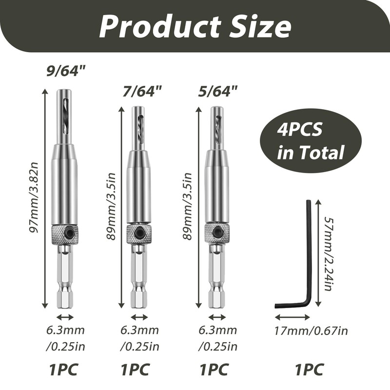 3 Pcs Hinge Drill Bit Set, Self Centering Drill Bit,