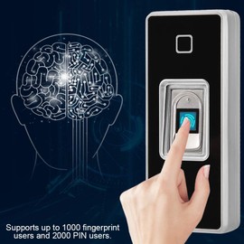 Fingerprint Access Control System, Electronic Door Opener, Access Control with Keypad, IP66 Waterproof, Wiegand 26 Digit Output, Supports 1000 Fingerprints + 2000 PIN, for Indoor and Outdoor Use