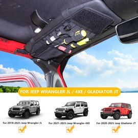 RERPRO Tactical Sun Visor Organizer Visor Storage Compatible with 2018-2025 Jeep Wrangler JL 4XE Gladiator JT Accessories Car Sun Visor Sunglasses Holder Webbing Molle Panel, 2x Driver Passenger