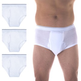 Wearever Men’s Incontinence Briefs for Bladder Control with Super Absorbency - Reusable & Washable Leak Proof Underwear for Men 300 ml (Pack of 3) (White) (3XL) (Waist 46-48)