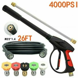 Ikaufen 4000PSI High Pressure Car Power Washer Gun Spray Wand Lance Nozzle + Hose Kit