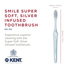 KENT Smile Extra Soft Toothbrushes for Adults with Silver Infused Triple Tipped Bristles, Soft Bristle Toothbrush for Sensitive Gum Massaging and Maximum Hygiene (Blue)