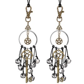 Witch Bells for Door Witchcraft Bells Supplies Wiccan Decor Altar Bell Antique Magic Keys Witchy Wicca Home Protection Decor Kitchen Witch Decor (2 Pieces)
