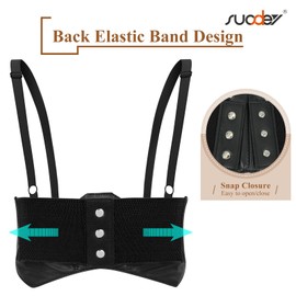 SUOSDEY Women Underbust Corset Belt Elastic Faux Leather Steampunk Renaissance Goth Corset Vest with Straps
