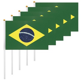 ASUNO 20 Pack Brazil Flags HandHeld Small Banners 14 × 21 cm Mini Brazilian Stick Flag Polyester for Party Decorations World Cup International Festival Events Indoor and Outdoor