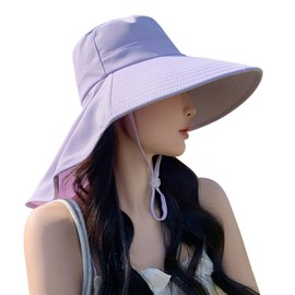 ARSZHORSVS Women's UV Cut Hat, Wide Brim with Drawstring, Sun Protection, Ultra Lightweight, Cool to Touch, Breathable, Small Face Effect, Sun Protection Hat, UV Protection, Travel, Commute, Farming