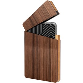 MaxGear Premium Wooden Business Card Holder for Men Natural Wood Business Card Case Walnut Credit Cards Pockat with Magnetic Closure Portable Slim Name Cards Holders