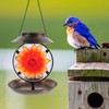 BESPORTBLE Solar Bird Feeder Solar Lamp Hanging Metal Bird Feeder