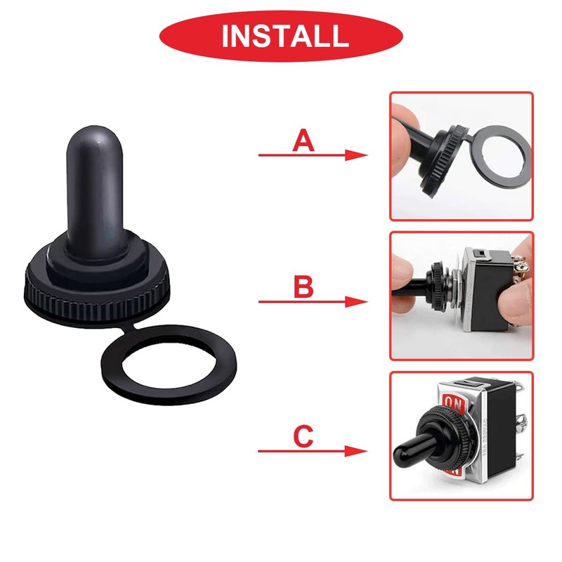 MKBKLLJY 5Pcs 12mm/0.47inch Mounting Hole Black Waterproof Dustproof Rubber Boot