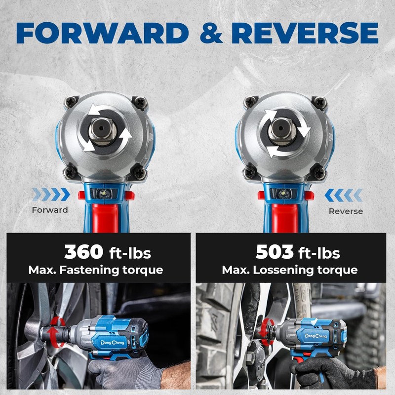 Dong Cheng 20V Brushless Impact Wrench, Max Torque 360 ft-lbs