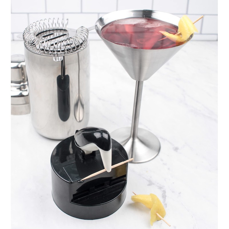 RSVP International Willie Woodpicker Toothpick Holder, Woodpecker, 100 Count,Plastic, Black