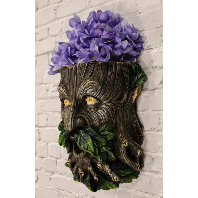 Ebros Gift Whispering Willows Evergreen Greenman Wall Hanging Planter 8"