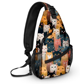 LYEMVHE Cat Sling Bag travel Crossbody Backpack Casual Daypack for Women with Strap Lightweight Outdoor Hiking Climbing Runners