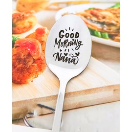 Nana Grandma Christmas Birthday Gifts from Grandkids Good Morning Nana Spoon for Grandma Grandmother Coffee Tea Lover Gifts Spoons for Gigi Nana Mothers Day Gift Engraved Spoon