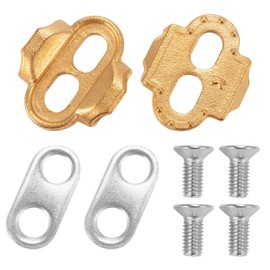 Anwangda 2PCS Bike Cleat Set, Bicycle Pedal Cleats With Screws Accessory, Bike Shoes Pedals Cleats Set for Crank Brothers(gold)