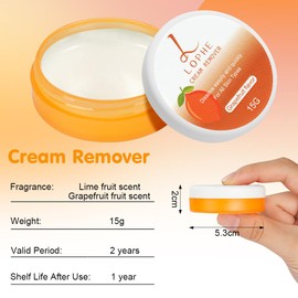 LOPHE Eyelash Extension Remover Cream, 15g Low Irritation Lash Remover Cream for Sensitive Skin, Gentle and Quick Lash Glue Cream Remover, Fast Dissolution Remover for All Type Skin(Grapefruit)
