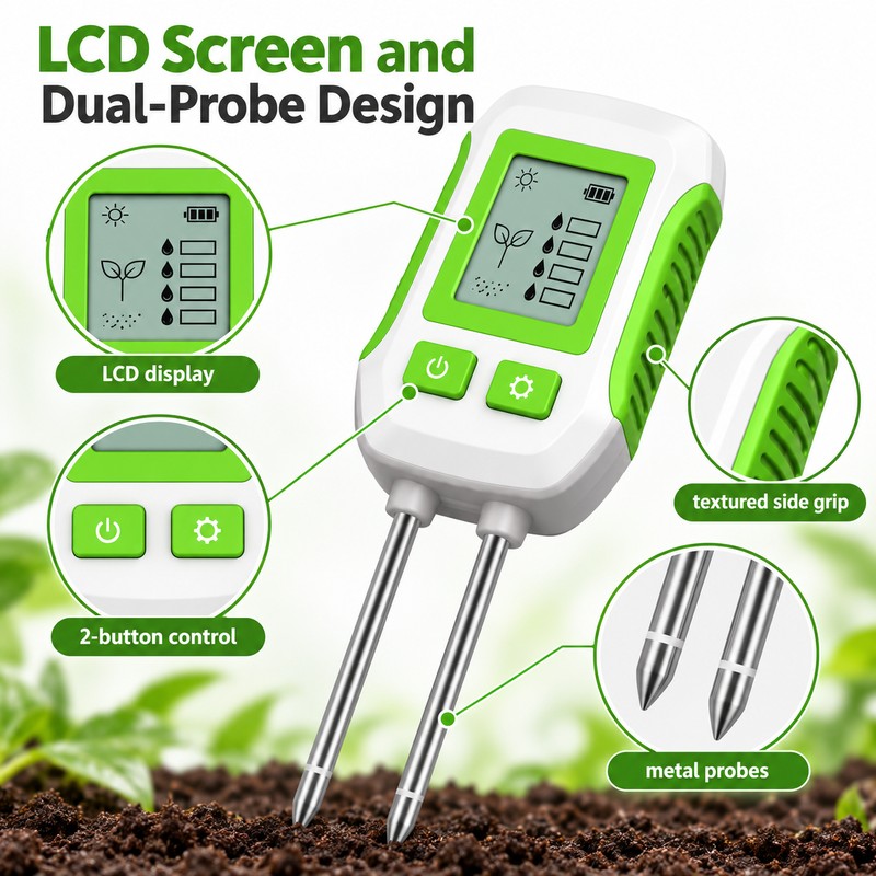 6-in-1 Digital Soil Tester for Plant Care – Backlit LCD