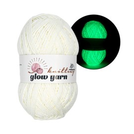 BulingBuling Acrylic Glow in The Dark Yarn，White Yarn - 1 Pack of 100g/3.5oz -Worsted Fine #2 Yarn - 240M/262Yards ，Beginners Yarn for Crochet and Knitting