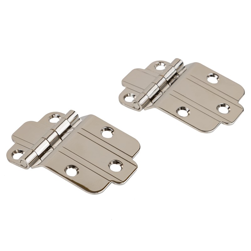 Nickel Art Deco Offset Mount Cabinet Door Hinge | Pack