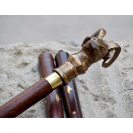 Raven Vintage Brass Walking Stick Handle Nautical Victorian Wooden Cane Designer Gifts