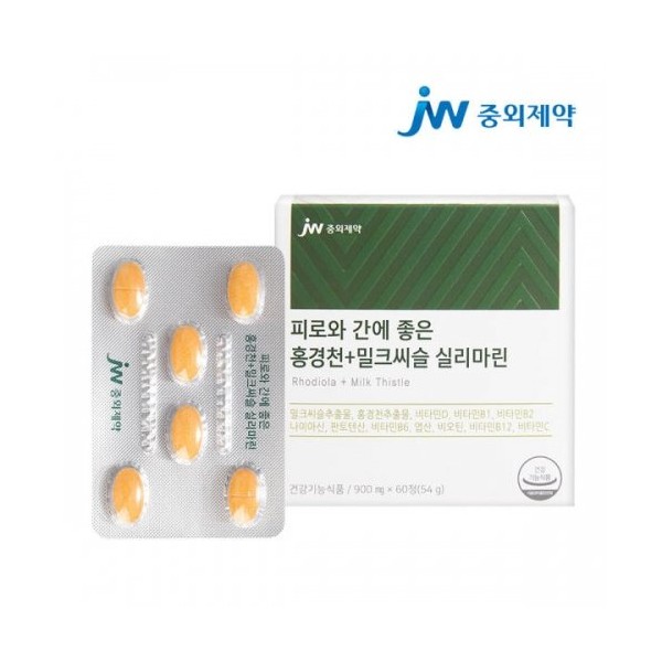 JW Pharmaceutical Rhodiola rosea + milk thistle Silymarin 900mg, good for fatigue and liver, 60 tablets (2 tablets once a day for 1 month), 60 tablets / JW중외제약 피로와 간에 좋은 홍경천+밀크씨슬 실리마린 900mg 60정 (1개월분 1일1회2정), 60정